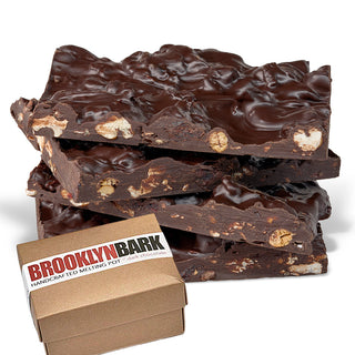 Brooklyn Bark - HANDCRAFTED MELTING POT of dark chocolate with assorted nuts and fruits, flax, sunflower, chia seeds coconut, spices and grey sea salt. Chocolate