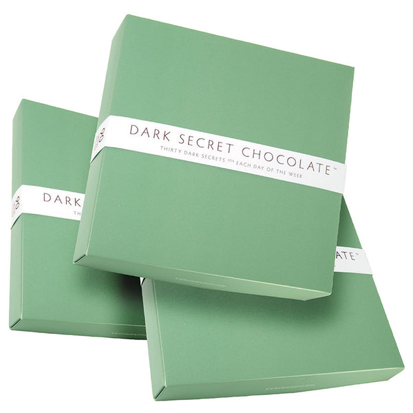 DARK SECRET chocolate with 67% Cacao - 3 30 day boxes - Artisan chocolate daily nibble