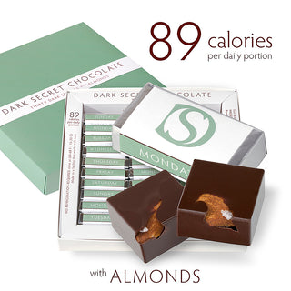 DARK SECRET chocolate with Almonds - 30 Day Box