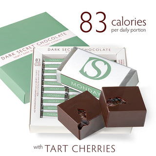 DARK SECRET chocolate with Tart Cherries - 30 Day Box nutrition facts