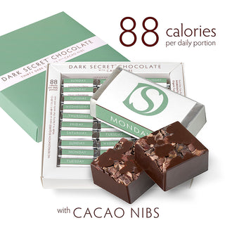 DARK SECRET chocolate with Cacao Nibs - 30 Day Box