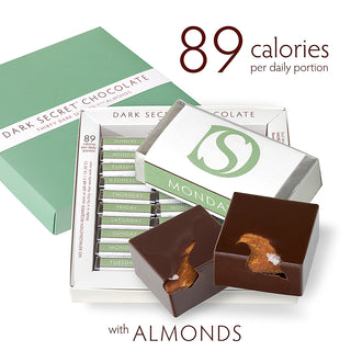 Three 30 Day Boxes / DARK SECRET chocolate with Almonds