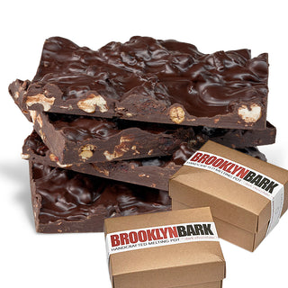 Brooklyn Bark - HANDCRAFTED MELTING POT of dark chocolate with assorted nuts and fruits, flax, sunflower, chia seeds coconut, spices and grey sea salt. Chocolate