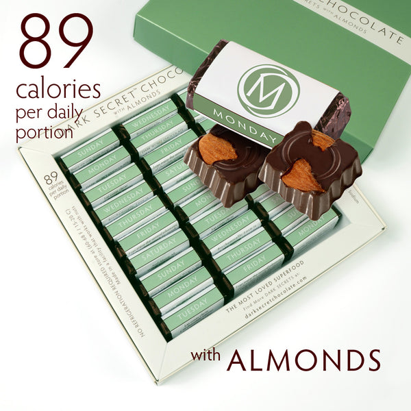 DARK SECRET chocolate with Almonds - 30 Day Box