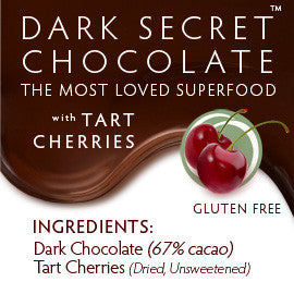 DARK SECRET chocolate with Tart Cherries - 30 Day Box ingredients