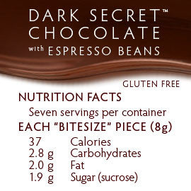 DARK SECRET chocolate with Espresso Beans - 30 Day Box nutrition facts