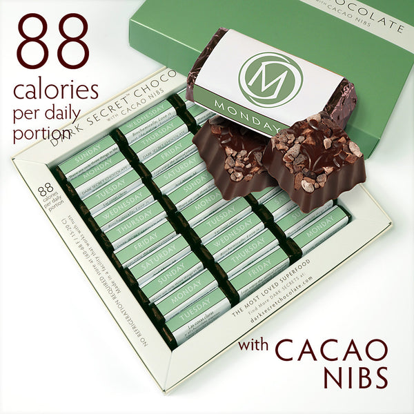 DARK SECRET chocolate with Cacao Nibs - 30 Day Box