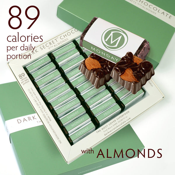 DARK SECRET chocolate with Almonds - 3 30 Day Boxes