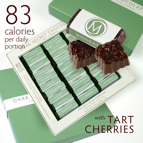 DARK SECRET chocolate with Tart Cherries 3 / 30 Day Boxes