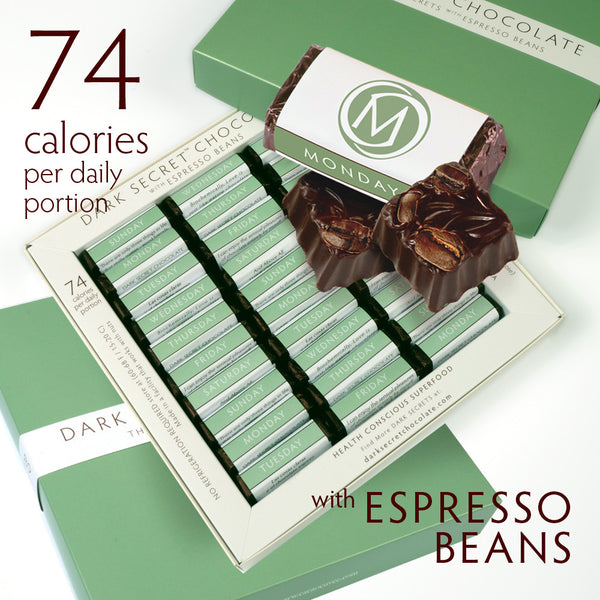 DARK SECRET chocolate with Espresso Beans 3 / 30 Day Boxes
