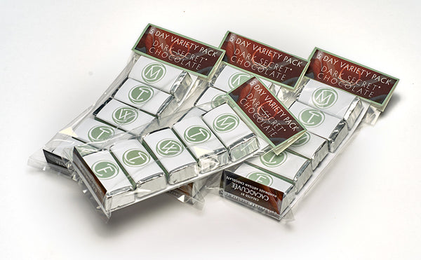 DARK SECRET® chocolate sampler - 5 varieties - 4 packages