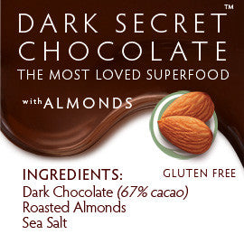 DARK SECRET chocolate with Almonds - Two 7 day boxes ingredients