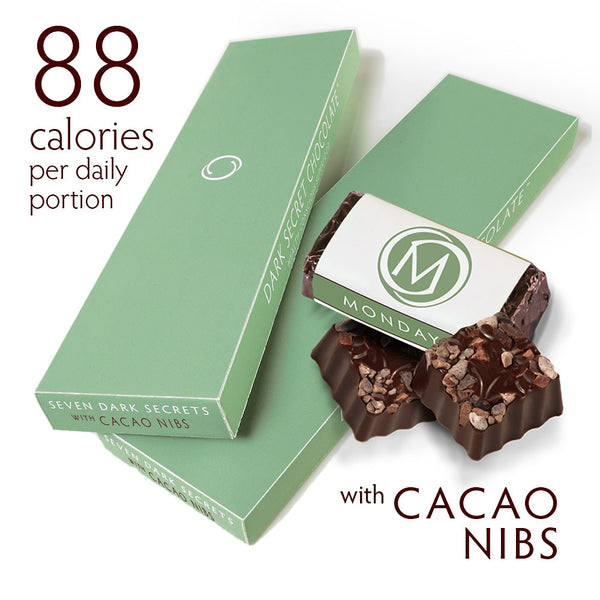 DARK SECRET chocolate with Cacao Nibs - Two 7 Day Boxes